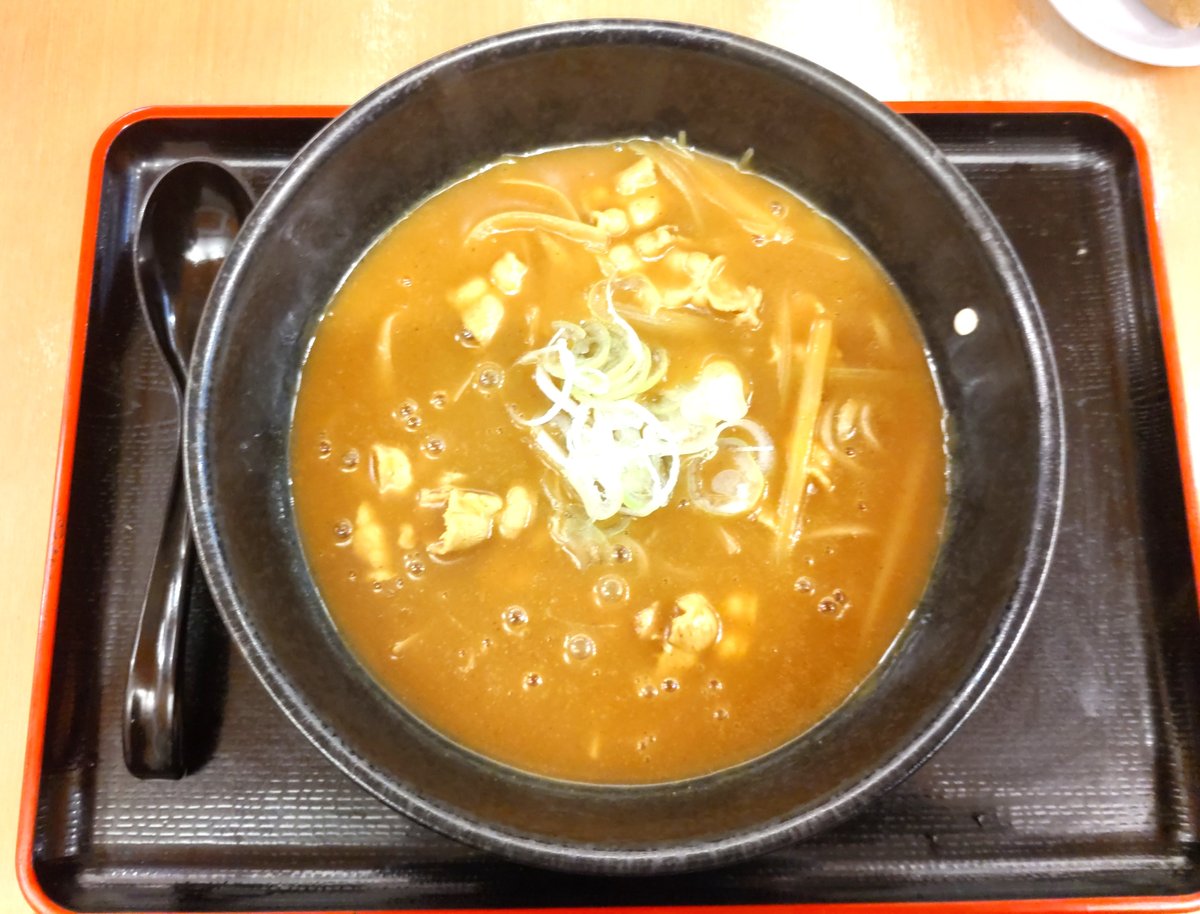 かのや新宿西口店のカレー南蛮そば。濃厚なカレー出汁に長ネギと豚肉